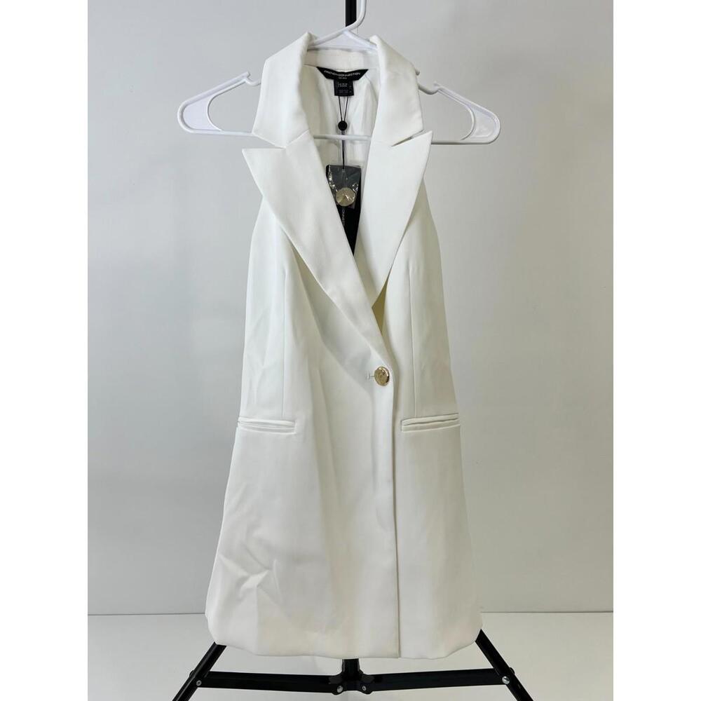 French Connection Harrie halter Neck Waistcoat women's top, 7Gwae, White, Size O